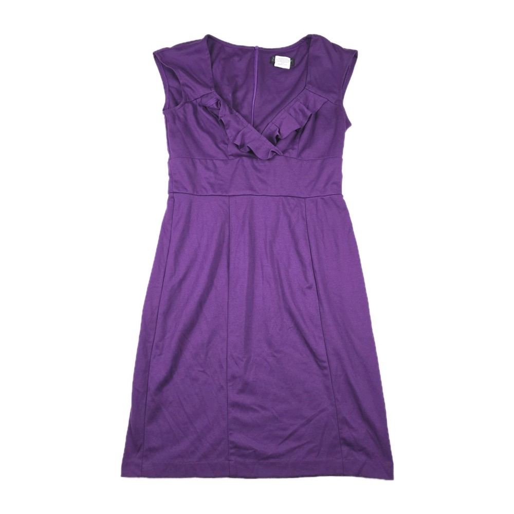 Blu Sage Womens Purple Ruffle V-Neck Cap Sleeve Empire Waist Dress Size 4
